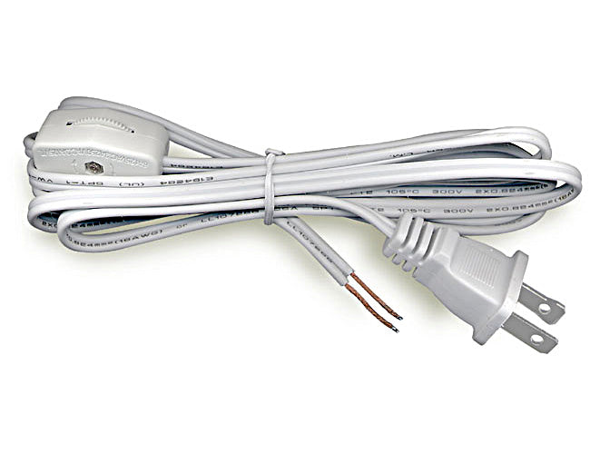 Cord Set w/Switch & Molded Plug - White
