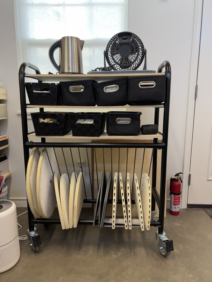 Kiln Shelf Cart W/Wood Shelves