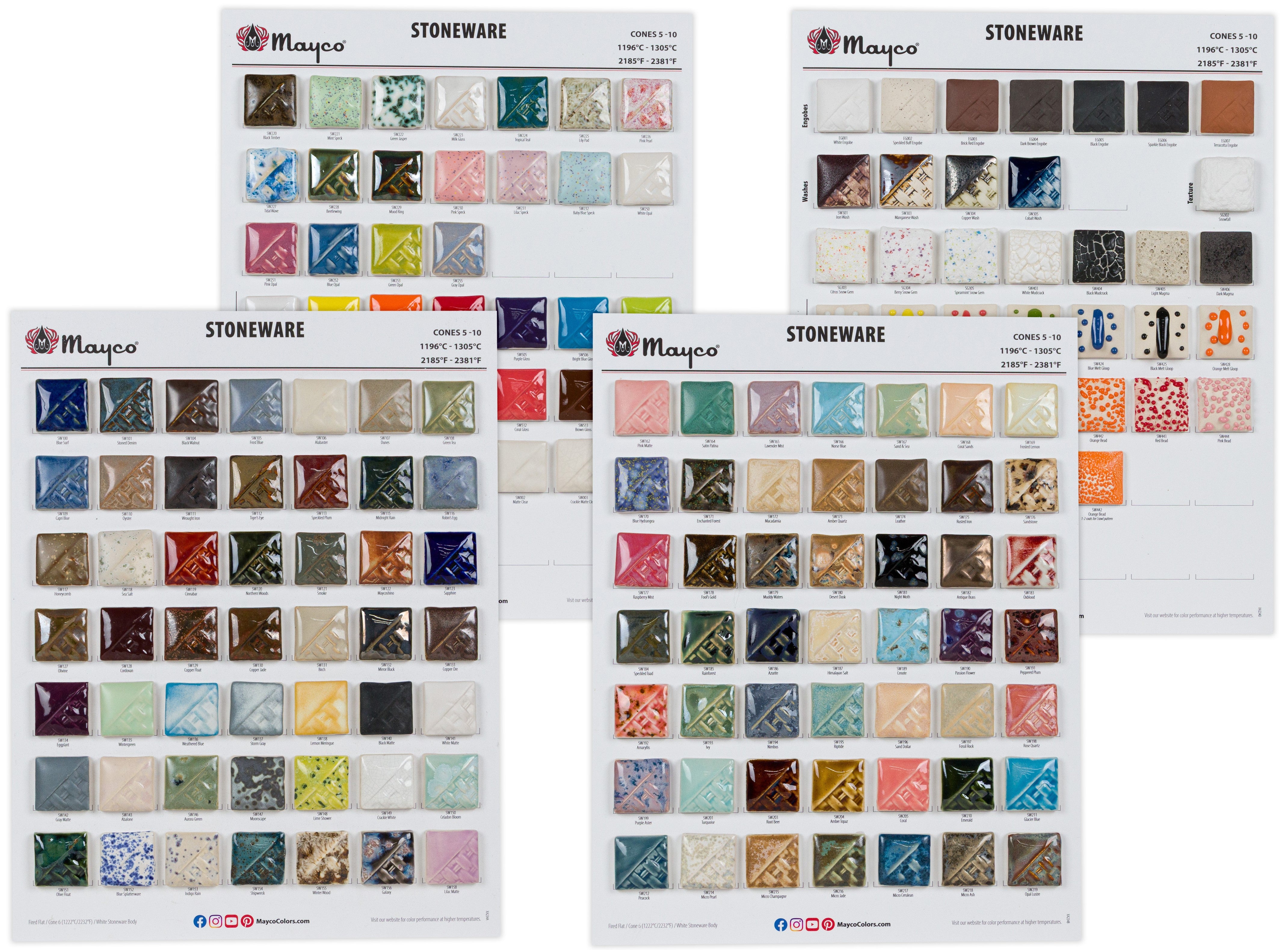 2026 Stoneware Glazes Tile Charts - Set of 4