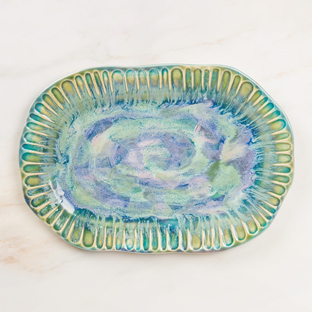 Stoneware Fluted Oval Platter