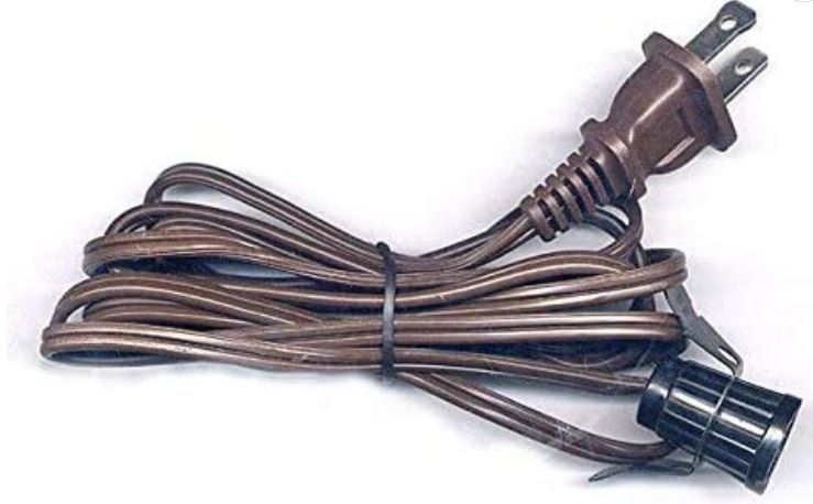Brown Electric Cord W/Snap Socket