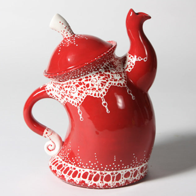 Red Dancing Leaves Teapot